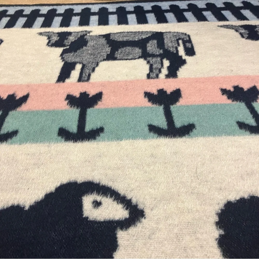VTG 1986 Vuteks for‎ Crown Crafts Farm Animal Blanket Heavy Fleece 55x70
